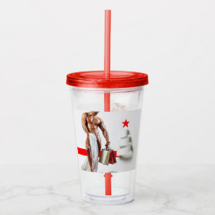 SlipperyJoe's Christmas shopping white paper spira Acrylic Tumbler