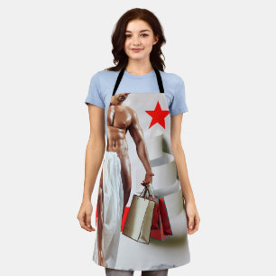 SlipperyJoe's Christmas shopping white paper spira Apron