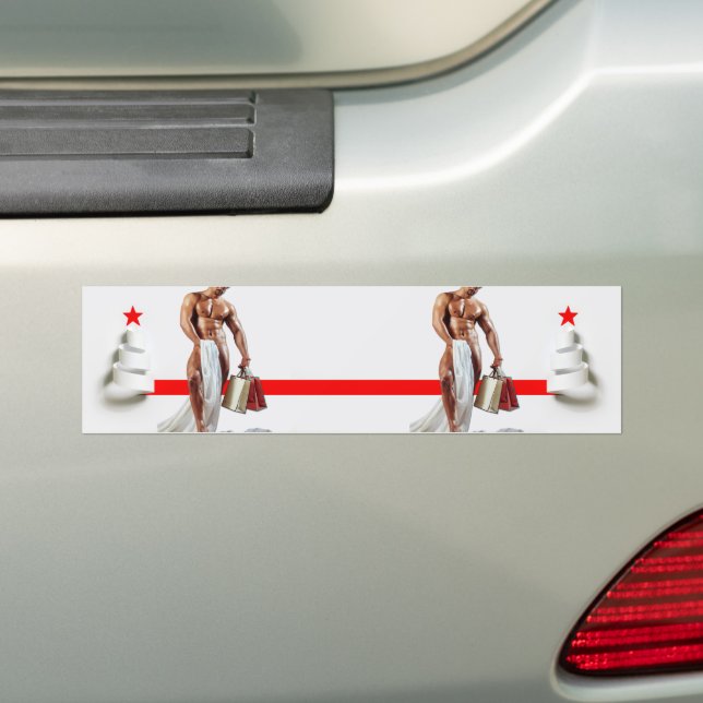 SlipperyJoe's Christmas shopping white paper spira Bumper Sticker (On Car)