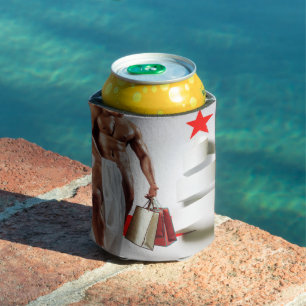 SlipperyJoe's Christmas shopping white paper spira Can Cooler