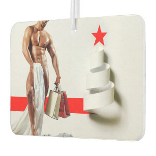 SlipperyJoe's Christmas shopping white paper spira Car Air Freshener