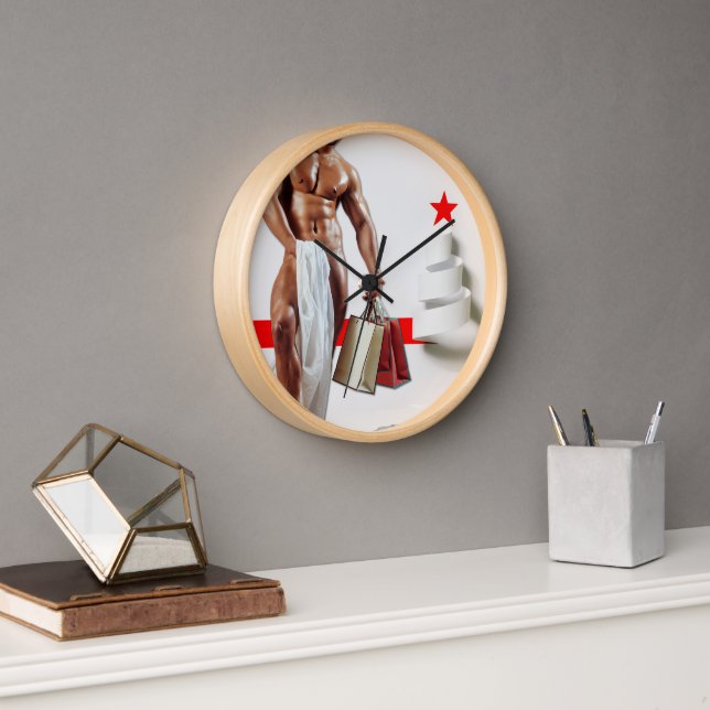 SlipperyJoe's Christmas shopping white paper spira Clock (Office)