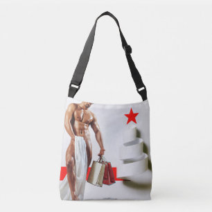 SlipperyJoe's Christmas shopping white paper spira Crossbody Bag