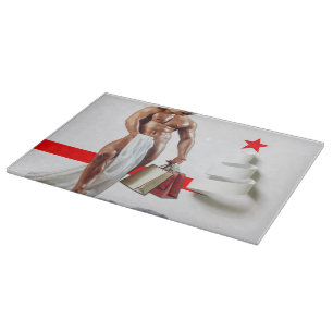 SlipperyJoe's Christmas shopping white paper spira Cutting Board