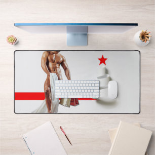 SlipperyJoe's Christmas shopping white paper spira Desk Mat