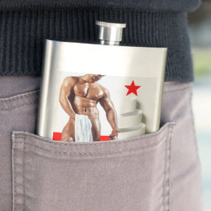 SlipperyJoe's Christmas shopping white paper spira Hip Flask