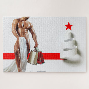 SlipperyJoe's Christmas shopping white paper spira Jigsaw Puzzle