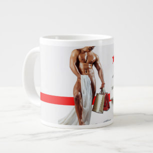 SlipperyJoe's Christmas shopping white paper spira Large Coffee Mug