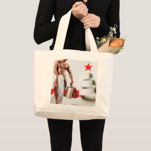 SlipperyJoe's Christmas shopping white paper spira Large Tote Bag
