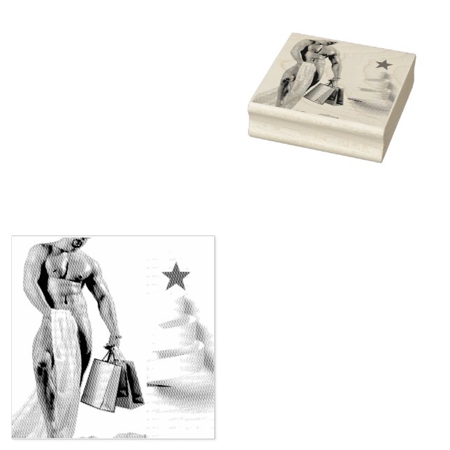 SlipperyJoe's Christmas shopping white paper spira Rubber Stamp (Stamped)