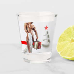 SlipperyJoe's Christmas shopping white paper spira Shot Glass