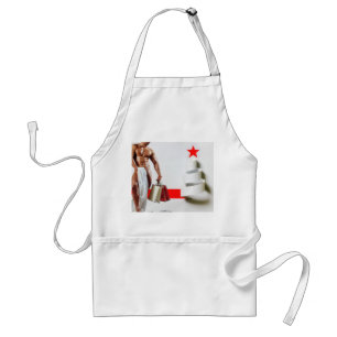 SlipperyJoe's Christmas shopping white paper spira Standard Apron