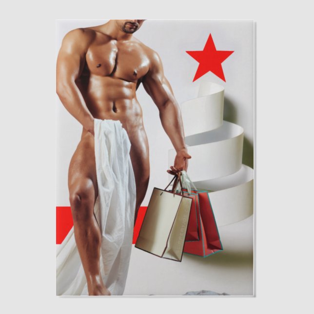 SlipperyJoe's Christmas shopping white paper spira Vellum Invitations (Front)