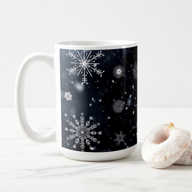 SlipperyJoe's Christmas winter magical peaceful at Coffee Mug (With Donut)