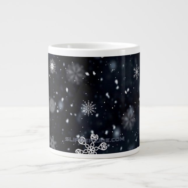 SlipperyJoe's Christmas winter magical peaceful at Large Coffee Mug (Front)