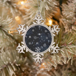 SlipperyJoe's Christmas winter magical peaceful at Snowflake Pewter Christmas Ornament