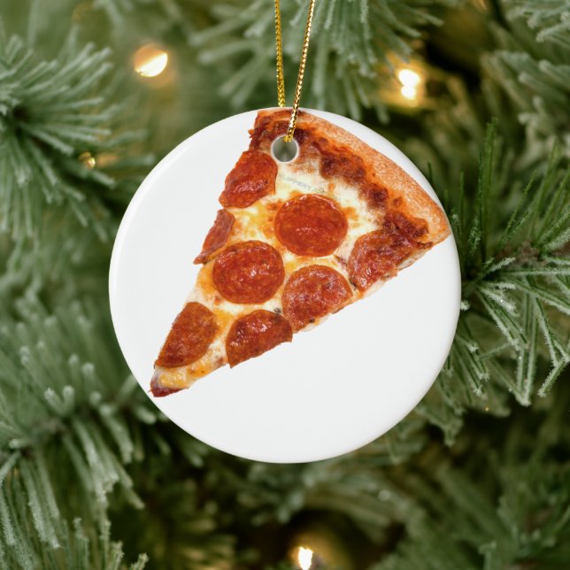 SlipperyJoe's classic pepperoni pizza slice melted Ceramic Ornament (Tree)
