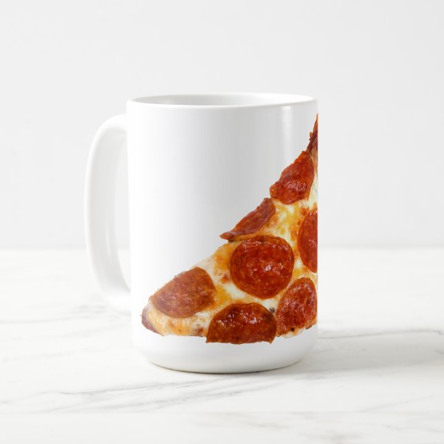 SlipperyJoe's classic pepperoni pizza slice melted Coffee Mug (Front Left)