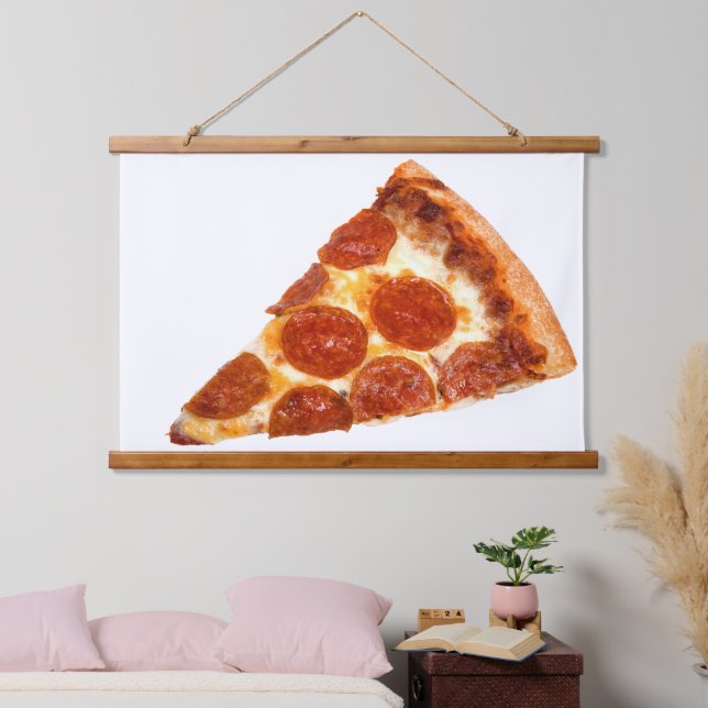 SlipperyJoe's classic pepperoni pizza slice melted Hanging Tapestry (Bedroom)