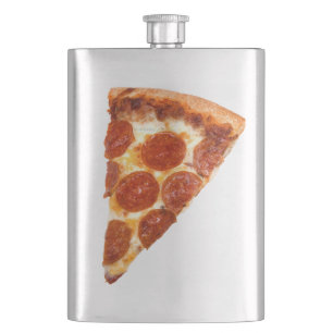 SlipperyJoe's classic pepperoni pizza slice melted Hip Flask