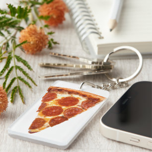 SlipperyJoe's classic pepperoni pizza slice melted Key Ring
