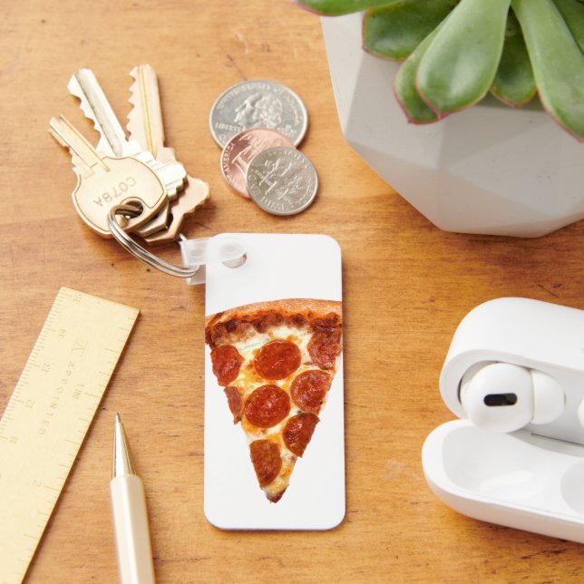 SlipperyJoe's classic pepperoni pizza slice melted Key Ring (Desk)