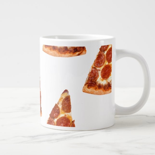 SlipperyJoe's classic pepperoni pizza slice melted Large Coffee Mug (Right)