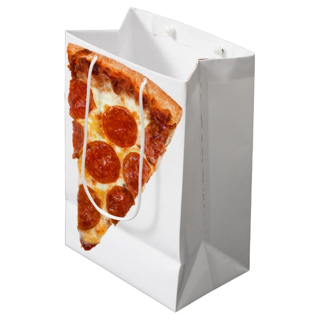 SlipperyJoe's classic pepperoni pizza slice melted Medium Gift Bag (Front Angled)
