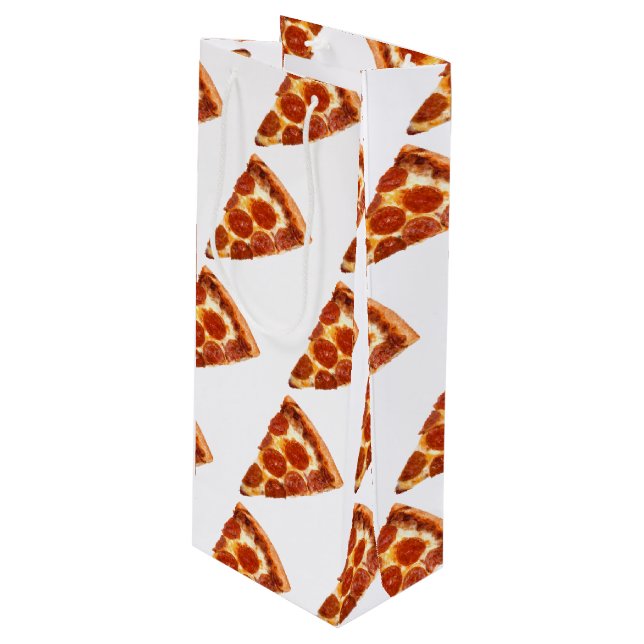 SlipperyJoe's classic pepperoni pizza slice melted Wine Gift Bag (Front Angled)
