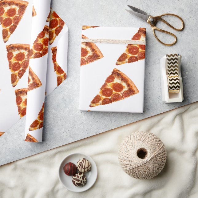 SlipperyJoe's classic pepperoni pizza slice melted Wrapping Paper (Crafts)