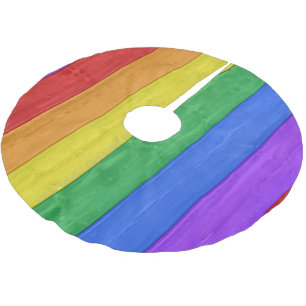 SlipperyJoe's classic rainbow tactile handcrafted Brushed Polyester Tree Skirt