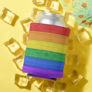 SlipperyJoe's classic rainbow tactile handcrafted  Can Cooler