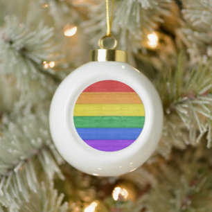 SlipperyJoe's classic rainbow tactile handcrafted  Ceramic Ball Christmas Ornament