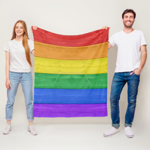 SlipperyJoe's classic rainbow tactile handcrafted Fleece Blanket