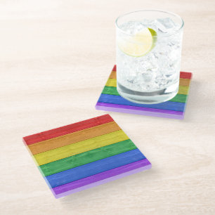 SlipperyJoe's classic rainbow tactile handcrafted  Glass Coaster