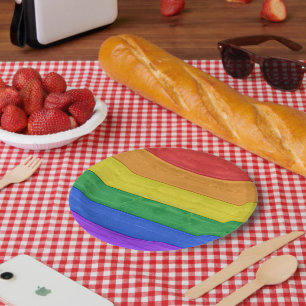 SlipperyJoe's classic rainbow tactile handcrafted  Paper Plate