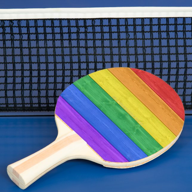 SlipperyJoe's classic rainbow tactile handcrafted  Ping Pong Paddle (Insitu)