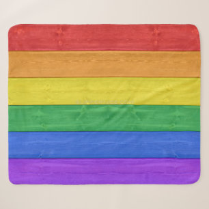 SlipperyJoe's classic rainbow tactile handcrafted Sherpa Blanket