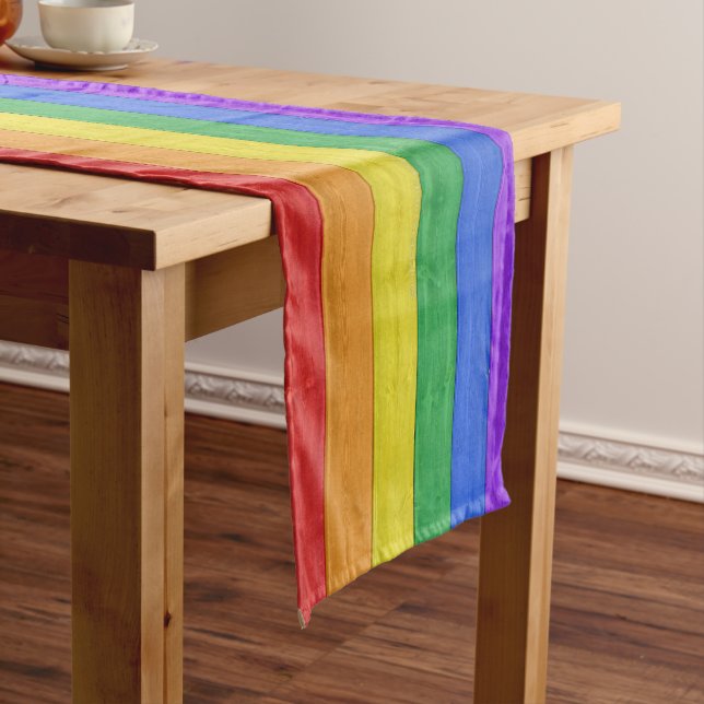 SlipperyJoe's classic rainbow tactile handcrafted  Short Table Runner (In Situ)