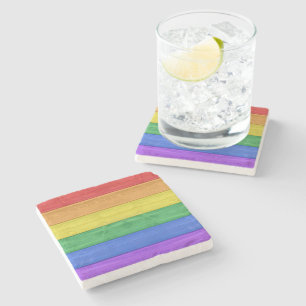 SlipperyJoe's classic rainbow tactile handcrafted  Stone Coaster