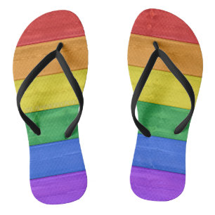 SlipperyJoe's classic rainbow tactile handcrafted  Thongs