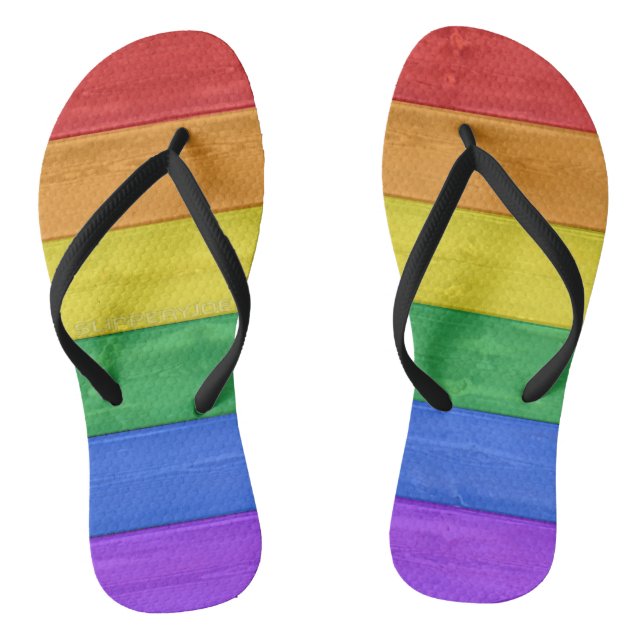 SlipperyJoe's classic rainbow tactile handcrafted  Thongs (Footbed)