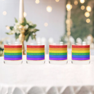 SlipperyJoe's classic rainbow tactile handcrafted Whiskey Glass