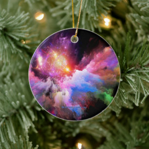 SlipperyJoe's cloud artwork abstract vibrant surre Ceramic Ornament