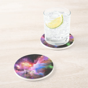 SlipperyJoe's cloud artwork abstract vibrant surre Coaster