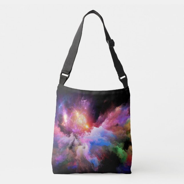 SlipperyJoe's cloud artwork abstract vibrant surre Crossbody Bag (Front)