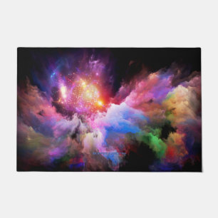SlipperyJoe's cloud artwork abstract vibrant surre Doormat