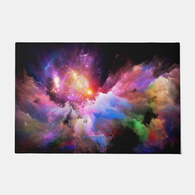 SlipperyJoe's cloud artwork abstract vibrant surre Doormat (Front)