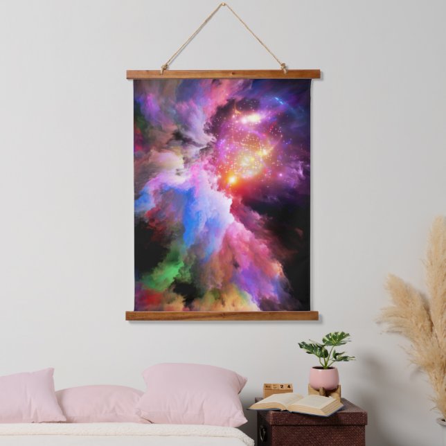 SlipperyJoe's cloud artwork abstract vibrant surre Hanging Tapestry (Bedroom)