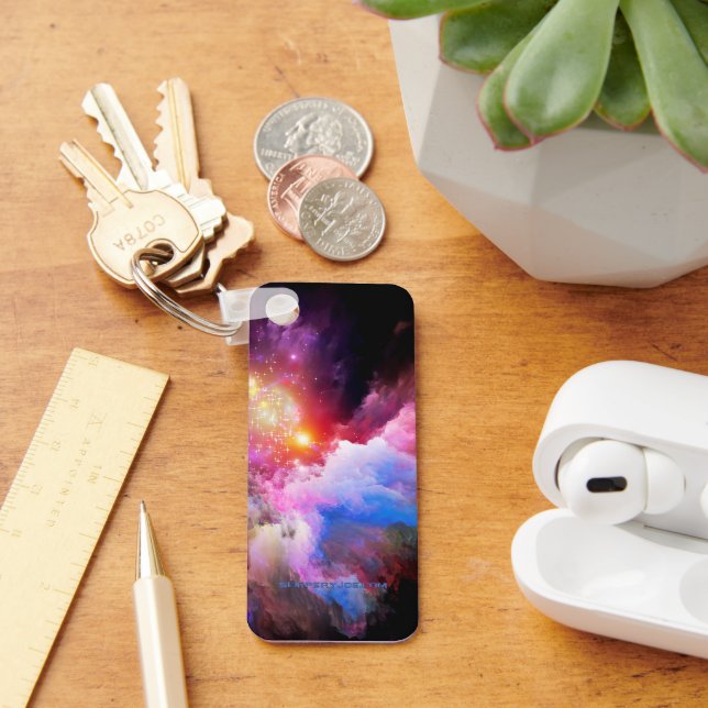 SlipperyJoe's cloud artwork abstract vibrant surre Key Ring (Desk)
